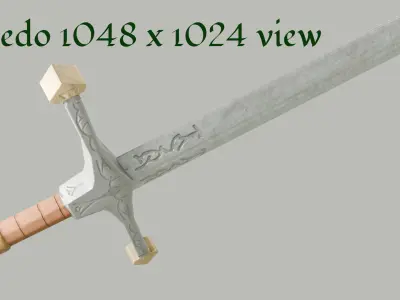 Rune Engraved Sword or Longsword Low-poly 3D model