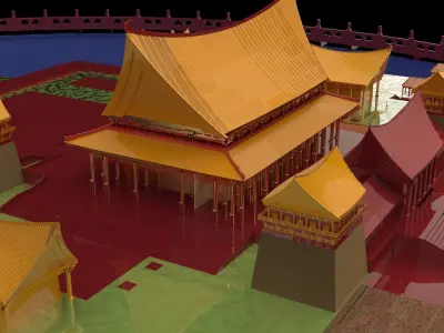  Chinese ancient courtyard house  3D model