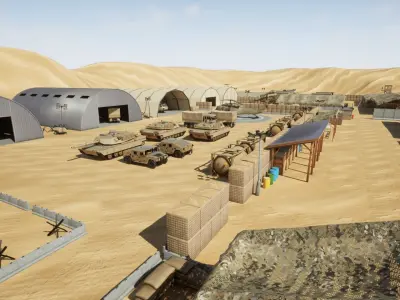 Military Base Stylized Environment Low-poly 3D model