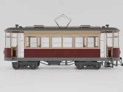 Old Tram Low-poly 3D model buy