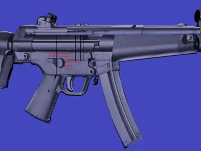 shot automatic machine gun game ready Low-poly 3D model