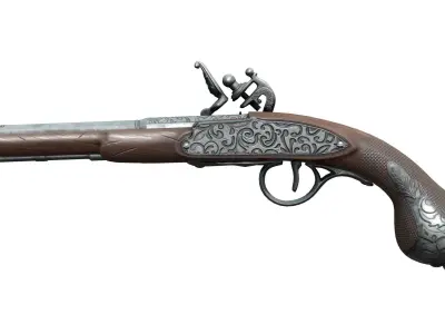 Steampunk Gun Low-poly 3D model