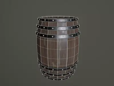 Medieval Wooden Barrel v1 Low-poly 3D model