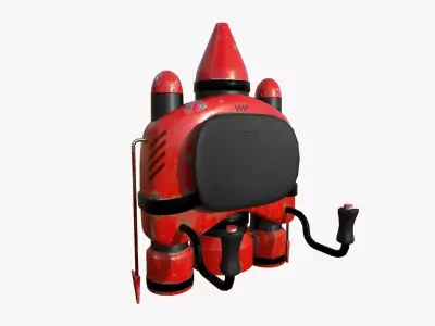 Jetpack D04 Red Black - SciFi Character Design Low-poly 3D model