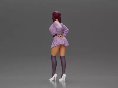 Stylishly Standing with One Hand on Hip and Playful Look 3D print model