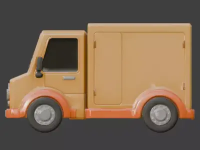 Yellow Cartoon Delivery Van 3D Model Low-poly 3D model by Choco-Bear