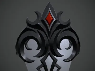 Fantasy dark shield Low-poly 3D model