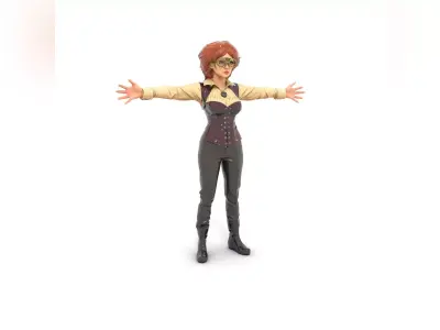 Steampunk Inventor Girl 3D Character Low-poly 3D model