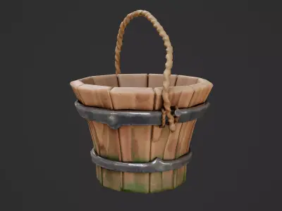 Stylized Bucket Game Ready Model Low-poly 3D model