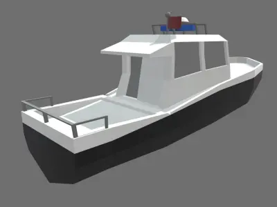 Low Poly Police Boat 01 Low-poly 3D model