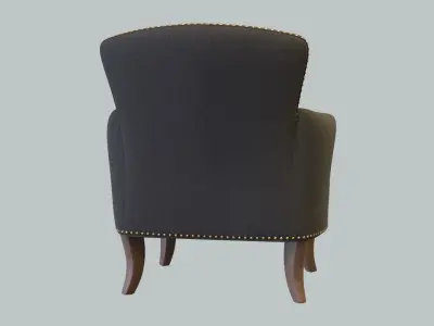 Vintage Chair Black Cotton Upholstery DarkOak Natural Legs 3D model