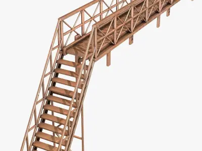 Industrial Metal Rusty Stairs 3D model