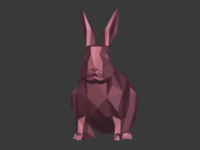 Low Poly Cartoon Rabbit Low-poly 3D model