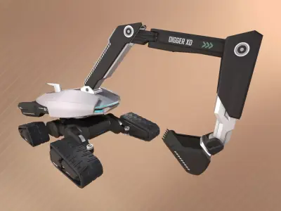 Robotic Excavator Set Low-poly 3D model
