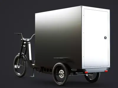 Electric Box Cargo Tricycle Delivery Bike 3D Model Low-poly 3D model
