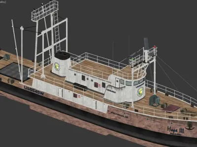 tugboat model 3d fishing boat Low-poly 3D model