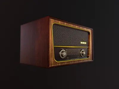 Classical antique retro vintage radio Low-poly 3D model