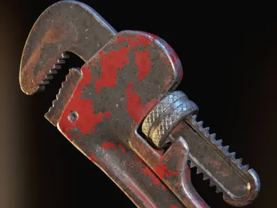 Old Pipe Wrench Low-poly 3D model
