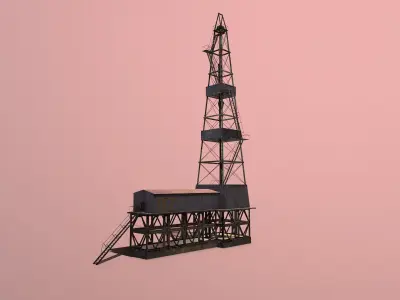 Tower02 oil rig Low-poly 3D model