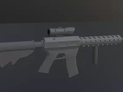 Low Poly Gun M4 Carbine Low-poly 3D model
