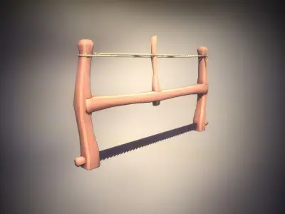 Game-ready Medieval Saw LP PBR Carpenter tool 3D model