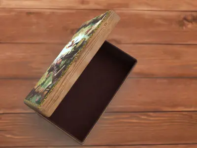 Vintage jewelry box PBR low-poly 3D model Low-poly 3D model