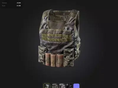camo Military Vest game ready UE5 PBR  Low-poly 3D model