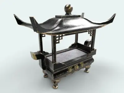 temple-square-censer chinese pagoda Low-poly 3D model
