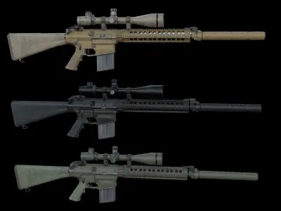 Semi-Automatic Sniper Pack Low-poly 3D model