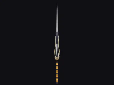 Sword Magical Cutting Fantasy Melee Dagger Iron Blade Saber Gold Low-poly 3D model purchase