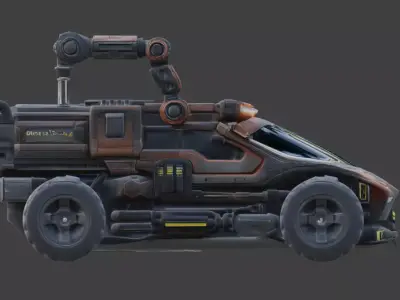 Cyberpunk Industrial Utility Vehicle 3D Model Low-poly 3D model purchase