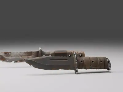 Post Apocalyptic Survival Knife Rusted Combat Blade Free low-poly 3D model