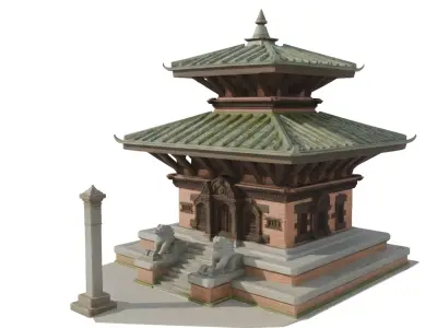 Historic Pagoda Temple Architecture  Ultra Detailed 3D Asset Low-poly 3D model