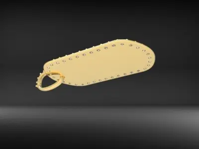Diamond Dog Tag Pendant necklace Jewelry Mens gift  3D print model
