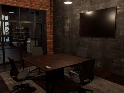 Industrial Loft Office Interior - Realistic Lighting  3D model