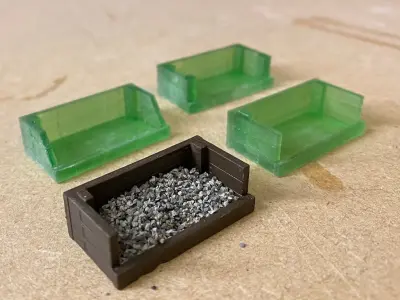 Model Railway Lineside Sleeper Ballast Bins 3D print model