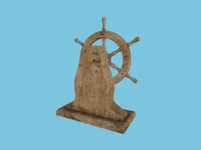 Pirate Ship Wheel 03 - Destroyed Rust - Helm Interior Parts Low-poly 3D model