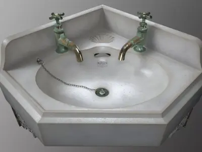 Old Corner Sink Wash Basin Low-poly 3D model