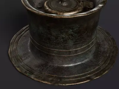 old inkwell and quill set 3D model