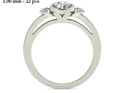 Solitaire Engagement Art Deco Ring 3D print model 31