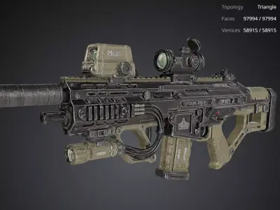 Futuristic Rifle Gun 3D model