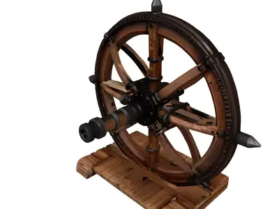 Medieval Wooden Spoked Wheel 3D model