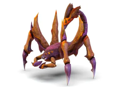 Low Poly Monster Purple Scorpio Creature Low-poly 3D model