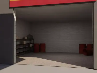 Gas Station Low-poly 3D model 4