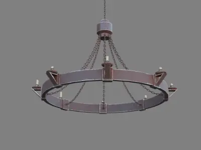 Rusted Medieval Chandelier Low-poly 3D model
