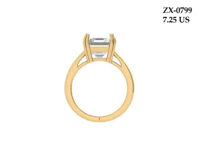 Asscher Solitair Ring 3D print model get