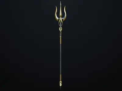 Fantasy Trident 02 All PBR Unity UE Textures Included Low-poly 3D model