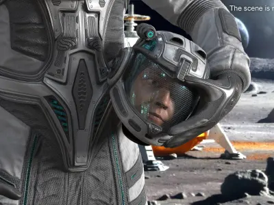  Astronaut Head in Futuristic Helmet 