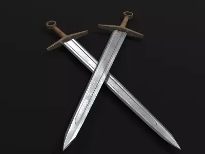 LowPoly Medieval Sword GameReady Weapon Asset Low-poly 3D model