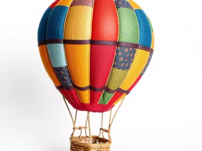 Patchwork Hot Air Balloon model pack Low-poly 3D model